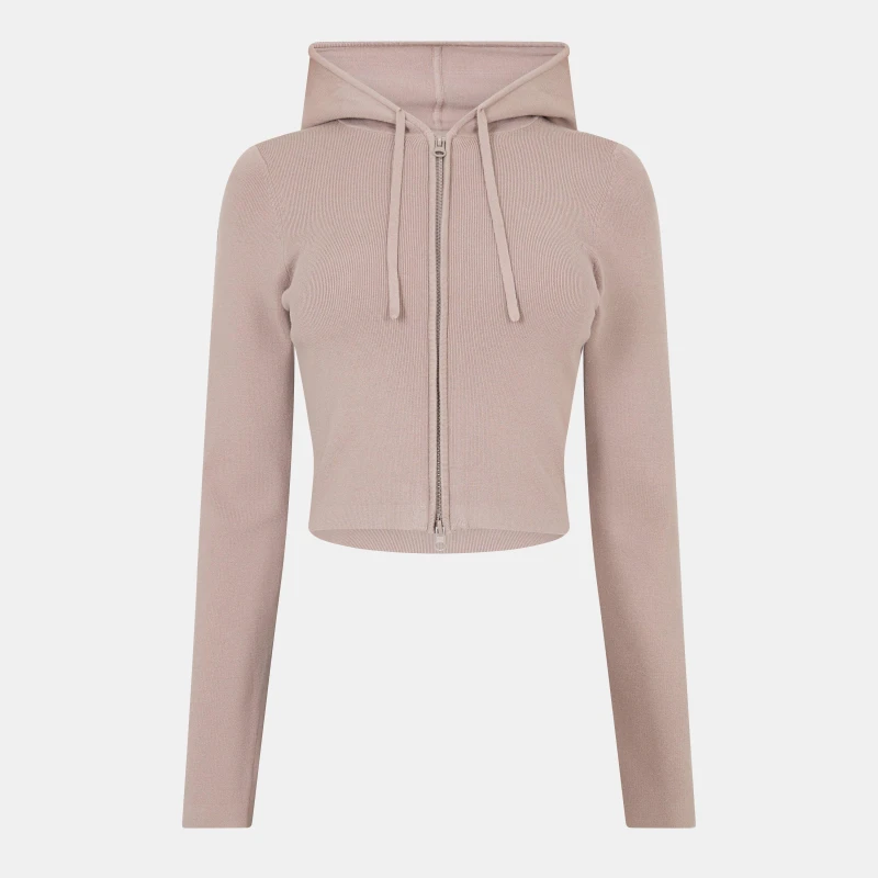 Image of Jack Wills Knitted Zip Hoodie Women Taupe female 8 (XS)