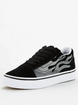 Image of Vans Childrens Old Skool Suede Flame - Black