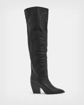 Image of AllSaints Reina Over Knee Leather Boots