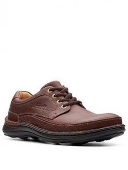 Image of Clarks Nature Three Leather Shoes - Mahogany