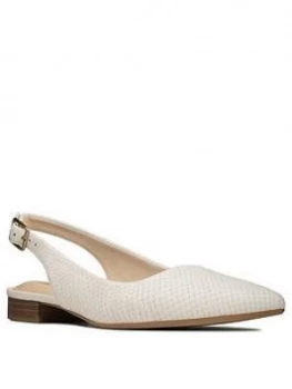 Image of Clarks Laina15 Slingback Leather Flat Shoe - White
