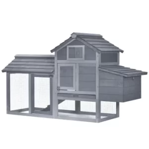 Image of PawHut Solid Wood Enclosed Outdoor Backyard Chicken Coop Kit with Nesting Box,Grey