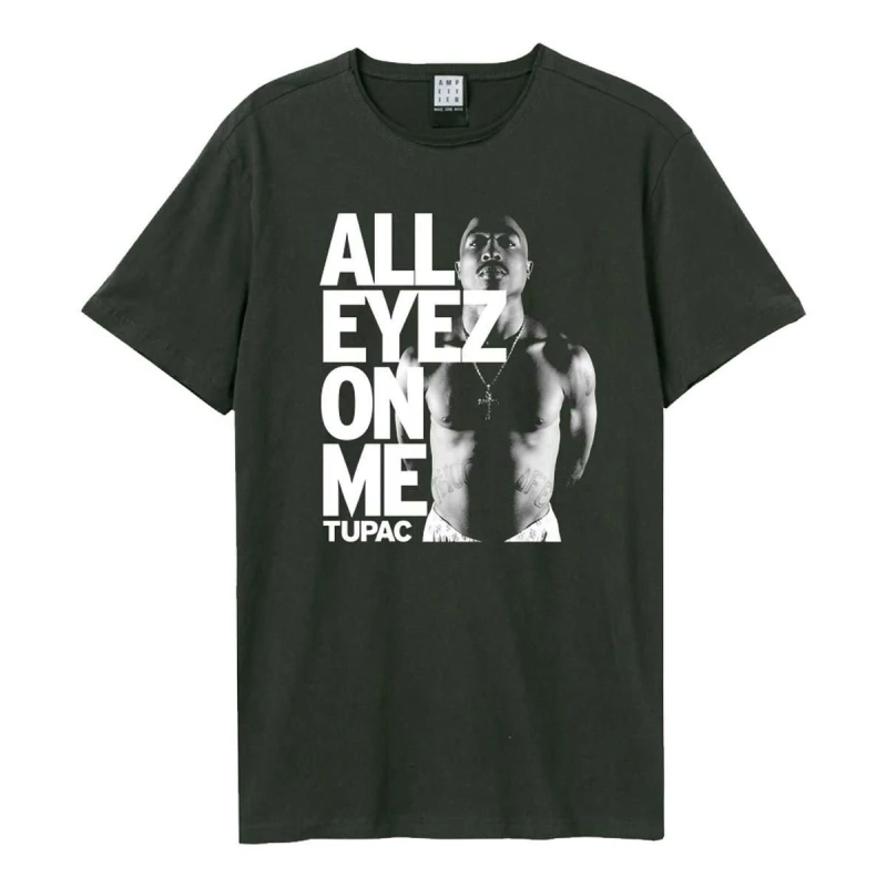 Image of Amplified Amplified Men All Eyes On Me Tupac Shakur T-Shirt in Charcoal Size: Small Charcoal S Male 5063470091577