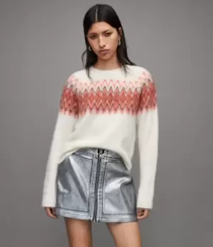 Image of AllSaints Womens Clyde Jacquard Jumper, White, Size: XS
