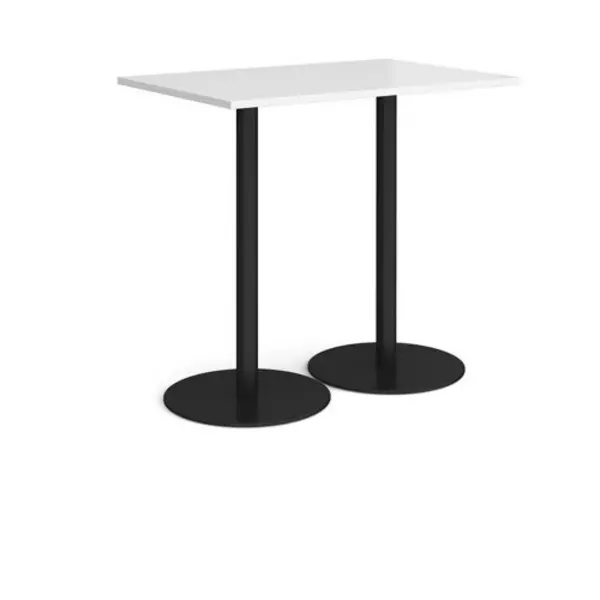 Image of Monza Monza rectangular poseur table with flat round Black bases 1200mm x 800mm - white White MPR1200-K-WH