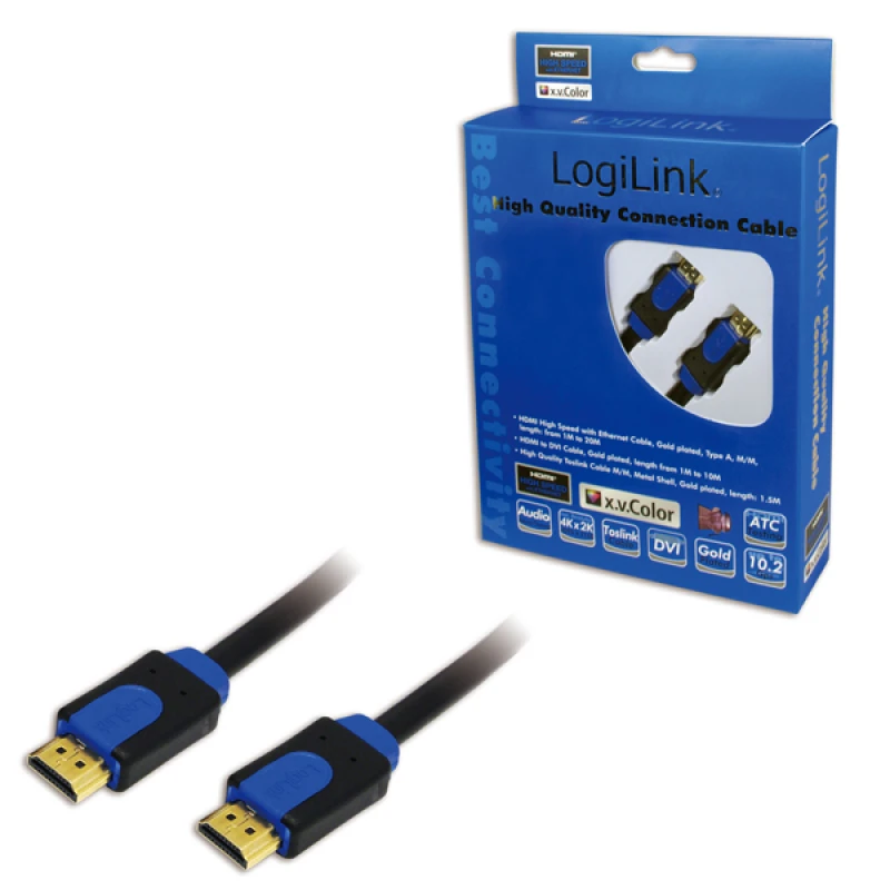 Image of LogiLink CHB1110 HDMI cable 10 m HDMI Type A (Standard) Black. Blue