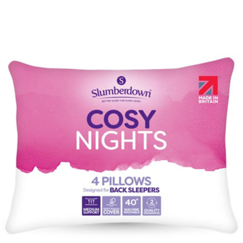 Image of Slumberdown 4 Pack Cosy Nights Medium Support Pillows White