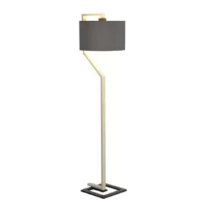 Image of Elstead Axios Floor Lamp Grey Shade And Dark Grey Painted Metal Base