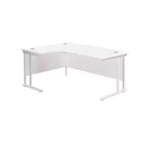 Image of Twin Upright White Left Handed Radial Desk - 1800mm x 1200mm - White Frame