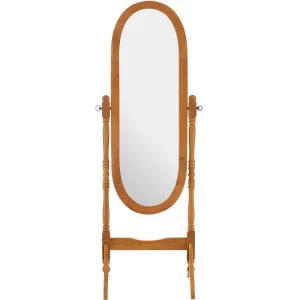 Image of Premier Housewares Oval Cheval Mirror with Oak Finish Frame