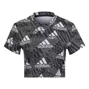 Image of adidas AEROREADY Made for Training Logo Print Crop T-Shir - White