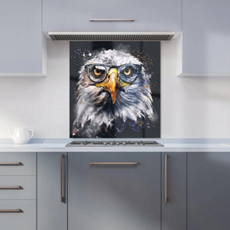 Image of Warren Reed - Designer Eagle In Glasses Splashart Kitchen Splashback W700Mm X H650Mm, Multi WR00902-P452