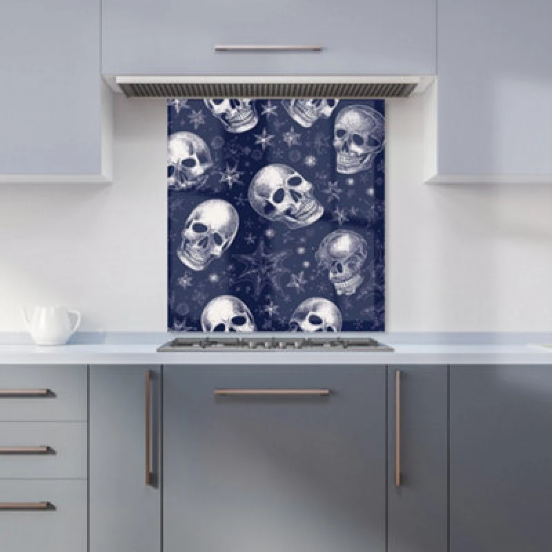 Image of Warren Reed Designer Evening Skulls And Stars Kitchen Splashback