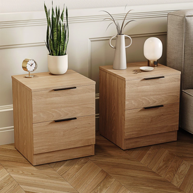 Image of Lassic Trega 2 Drawer Bedside Chest Set Of 2 Pine unisex 2 Drawer