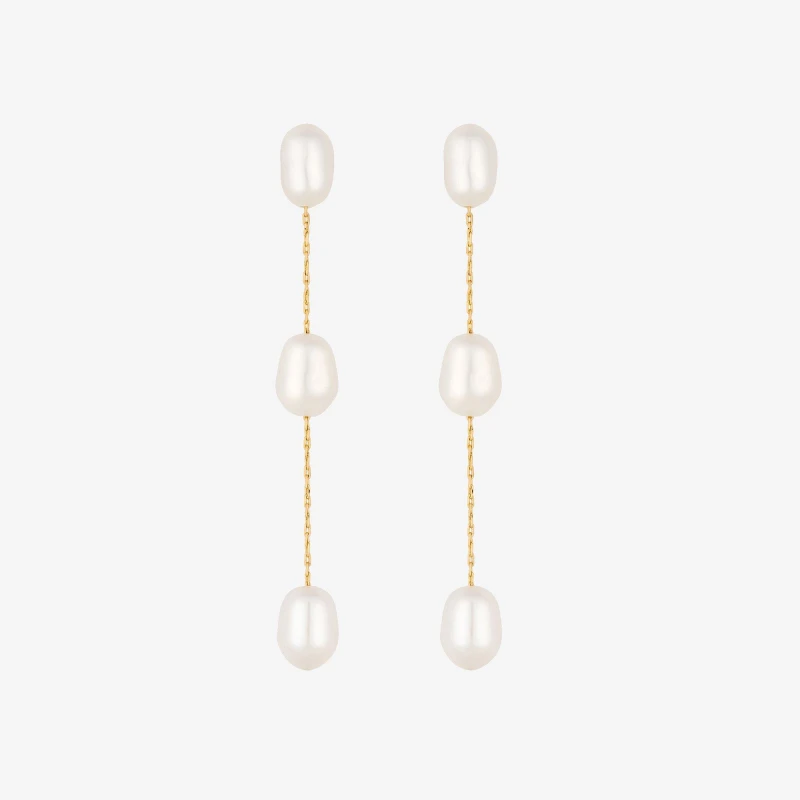 Image of Jon Richard Fine Chain and Fresh Water Pearl Earrings Gold female One Size