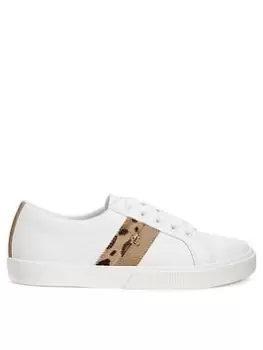 Image of Lauren by Ralph Lauren Janson Li Low Top Sneakers - White/Tan, Multi, Size Us 7 = UK 5, Women