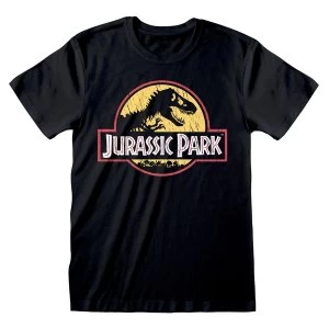 Image of Universal - Jurassic Park Original Logo Distressed Unisex Medium T-Shirt - Black
