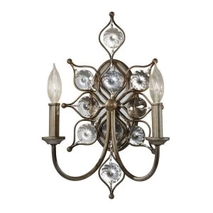 Image of 2 Light Indoor Candle Wall Light Burnished Silver, E14