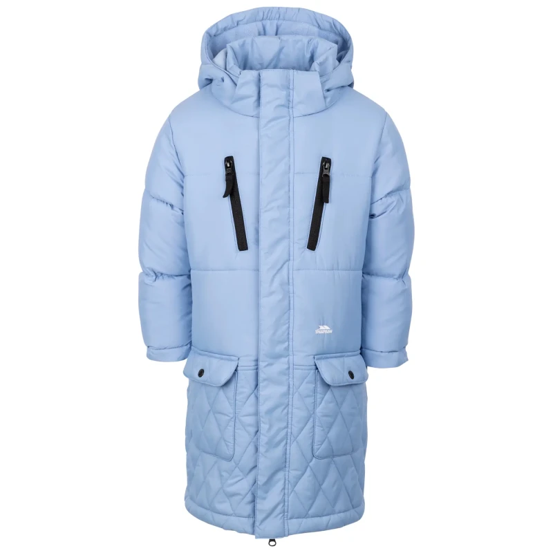 Image of Long hooded down jacket for children Trespass Orrin Bleu Unisex 11/12 ans