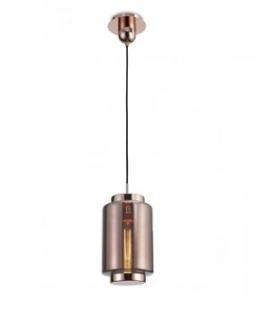 Image of Ceiling Pendant 20cm Round, 1 x E27 (Max 40W), Copper , Rose Gold Glass