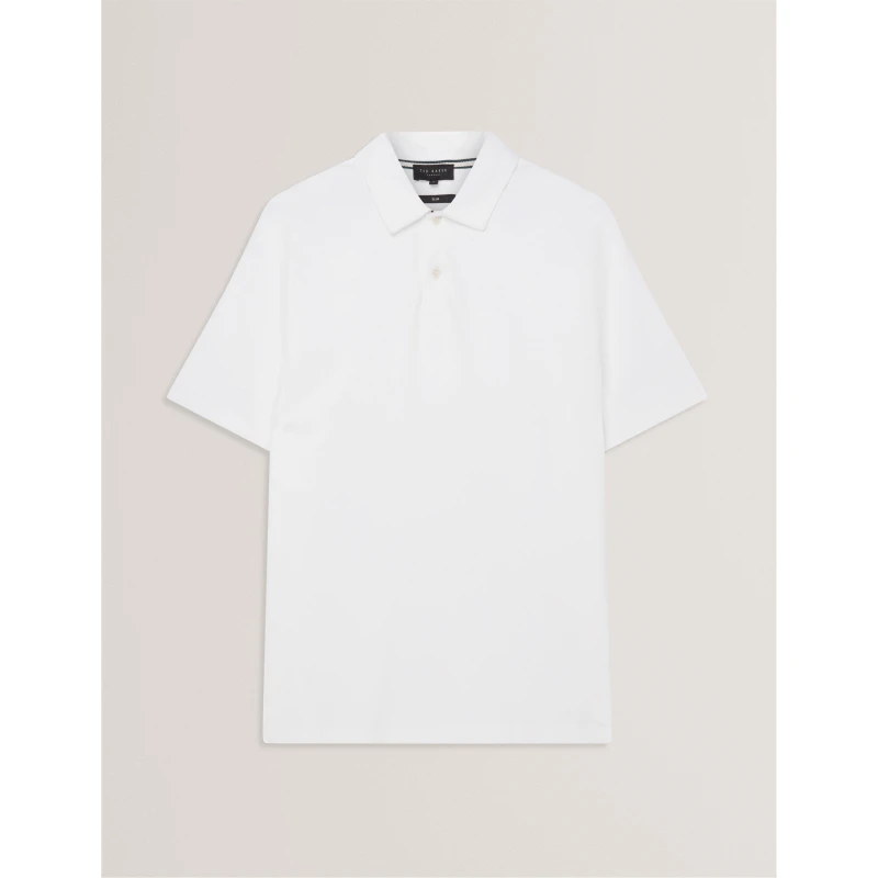 Image of Ted Baker Mens Mercerised Short Sleeve Polo Shirt White male S (2)