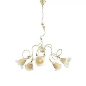 Image of Betty 5 Light Multi Arm Pendant Ceiling Light, Ivory