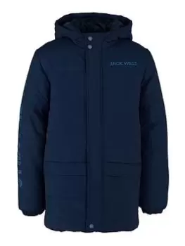 Image of Jack Wills Boys Outline Padded Coat - Navy, Size Age: 8-9 Years