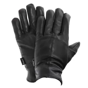Image of FLOSO Mens Thinsulate Lined Genuine Leather Gloves (3M 40g) (M/L) (Black)