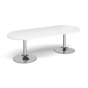 Image of Trumpet base radial end boardroom table 2400mm x 1000mm - chrome base