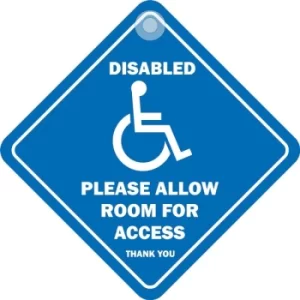 Image of Suction Cup Diamond Window Sign Disabled please allow room for access DH63