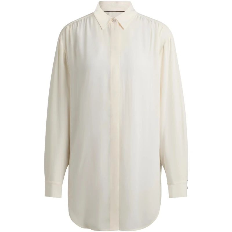 Image of Boss Womens Benika Relaxed Fit Blouse Open White female 4 (XXS)