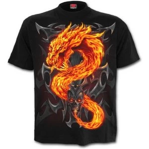 Image of Fire Dragon Mens Small T-Shirt - Black