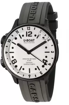 Image of Gents Uboat Capsoil Doppiotempo Dlc Black Case -White Dial Watch 8889/B