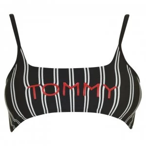 Image of Tommy Bodywear Baseball Stripe Logo Bralette - Baseball Stripe