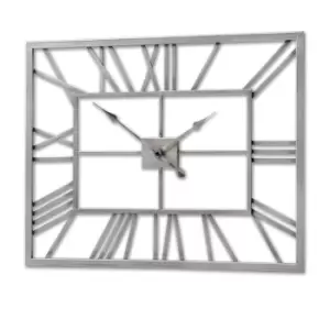 Image of Hill Interiors Rectangular Skeleton Wall Clock in Silver