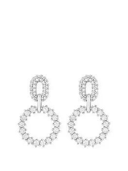 Image of Jon Richard Rhodium Plated Cubic Zirconia Link Drop Earrings, Silver, Women