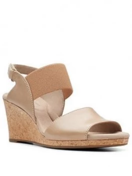 Image of Clarks Lafley Lily Leather Wedge Sandal - Sand