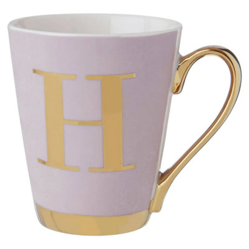 Image of Premier Housewares Mimo Grey Frosted Deco H Letter Monogram Mug Pink unisex