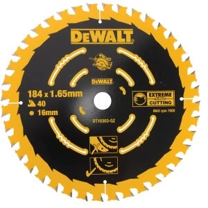 Image of DEWALT Extreme Framing Circular Saw Blade 184 x 16mm x 40T