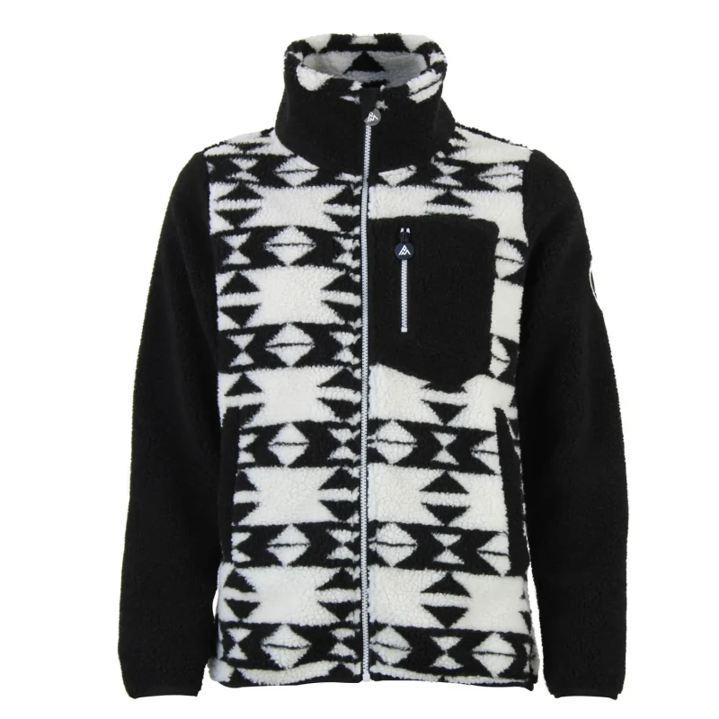 Image of Womens zip-up fleece with chest pocket Peak Mountain Sherpa 350G Noir Female L