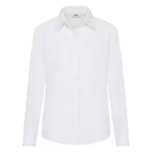 Image of Fruit Of The Loom Ladies Lady-Fit Long Sleeve Poplin Shirt (XL) (White)