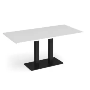 Image of Eros rectangular dining table with flat Black rectangular base and twin uprights 1600mm x 800mm - white