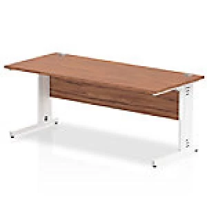 Image of Impulse 1800/800 Rectangle White Cable Managed Leg Desk Walnut