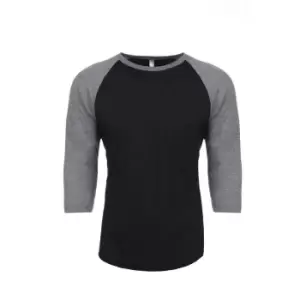 Image of Next Level Adults Unisex Tri-Blend 3/4 Sleeve Raglan T-Shirt (S) (Premium Heather/Vintage Black)