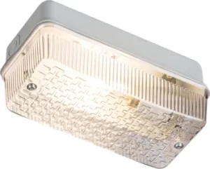 Image of KnightsBridge 230V IP65 100W (BC) B22 Bulkhead with Clear Prismatic Diffuser and Aluminium Base