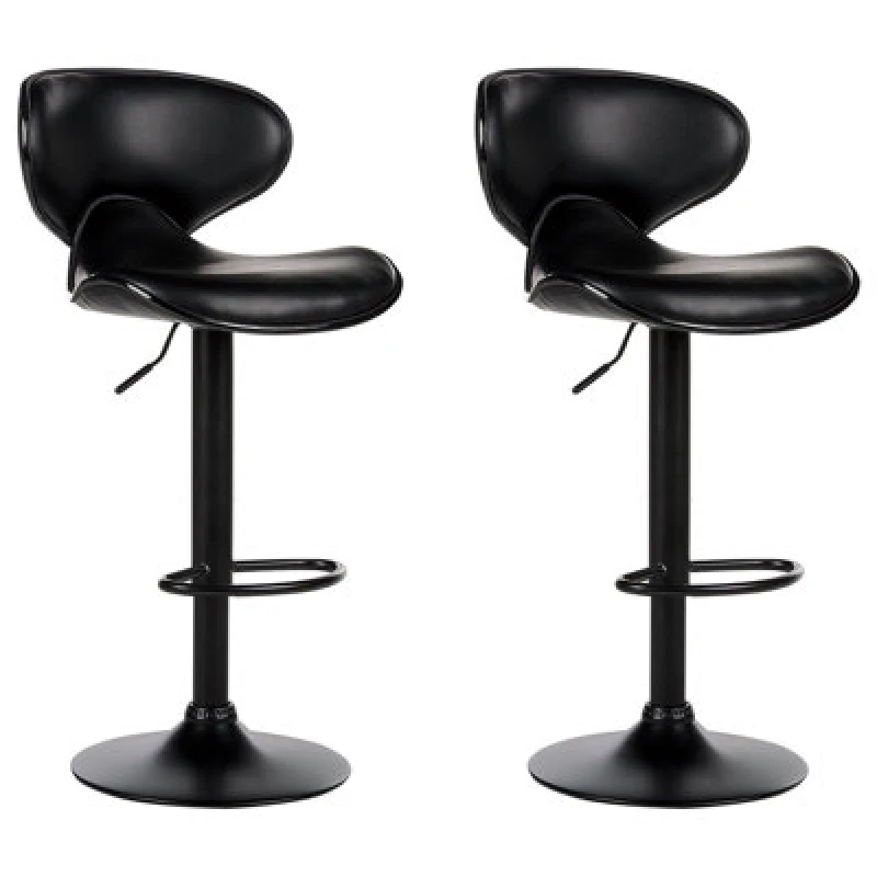 Image of Beliani Set Of 2 Bar Chairs Conway Faux Leather Swivel Black