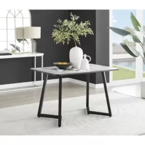 Image of Furniturebox Carson 120cm 4 Seater White Marble Effect Modern Industrial Large Dining Table With Black Legs