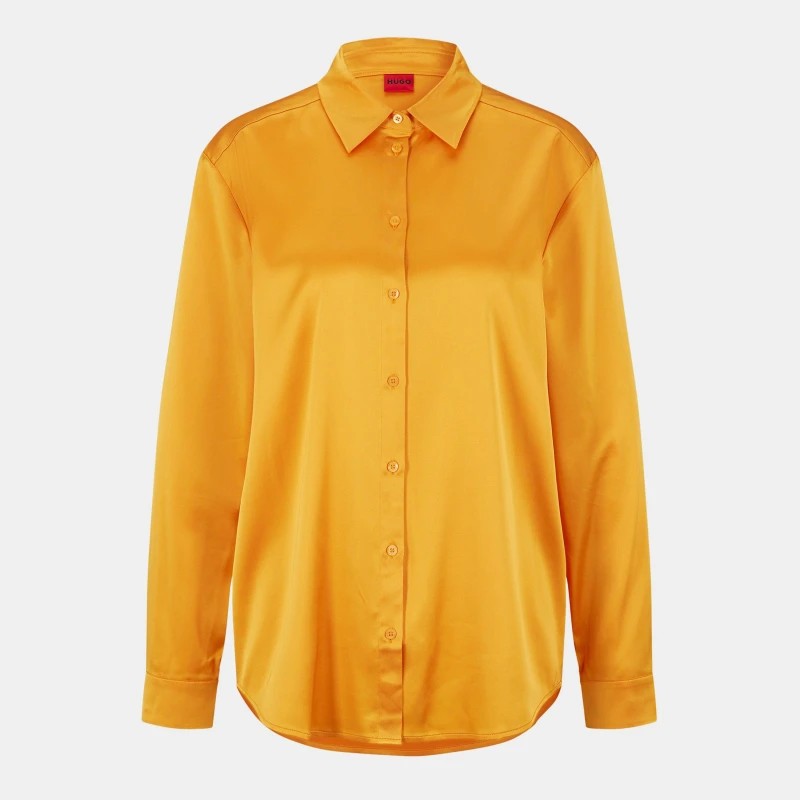 Image of Hugo Womens Long-Sleeve Blouse Medium Orange female 8 (S)