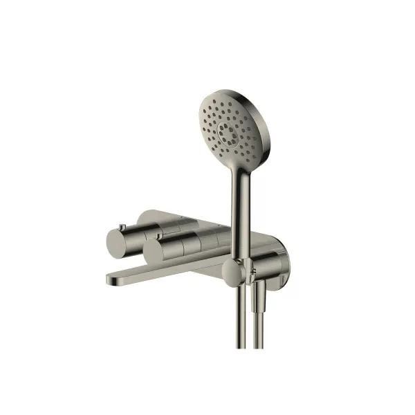 Image of RAK Petit Round Wall Mounted Thermostatic Bath - Brushed Nickel