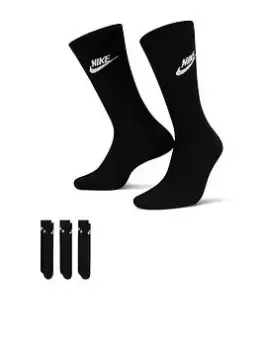 Image of Nike Nsw Everyday Essential Crew Sock, Black/White, size: XL, Unisex, Socks, DX5025-010